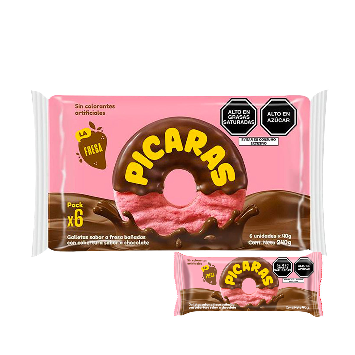 Picaras - Galletas de Fresa y Chocolate (Pack de 6)