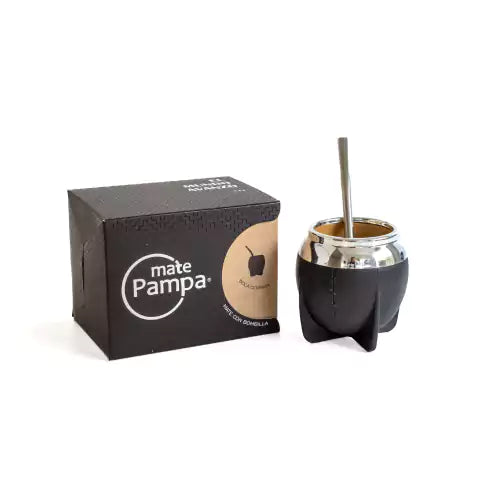 Mate Pampa Negro con Bombilla