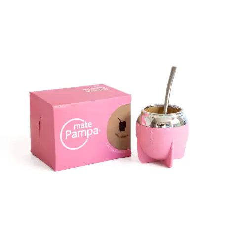 Mate Pampa Rosa con Bombilla