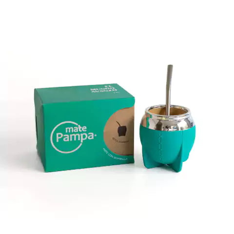 Mate Pampa Turquesa con Bombilla